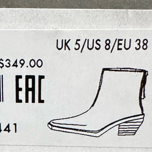 AllSaints Black Leather Pointed Ankle Boots with Back Zip - Picture 5 of 8